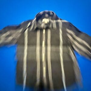 Burberry Black shirt with Light Gray Vertical Stripes